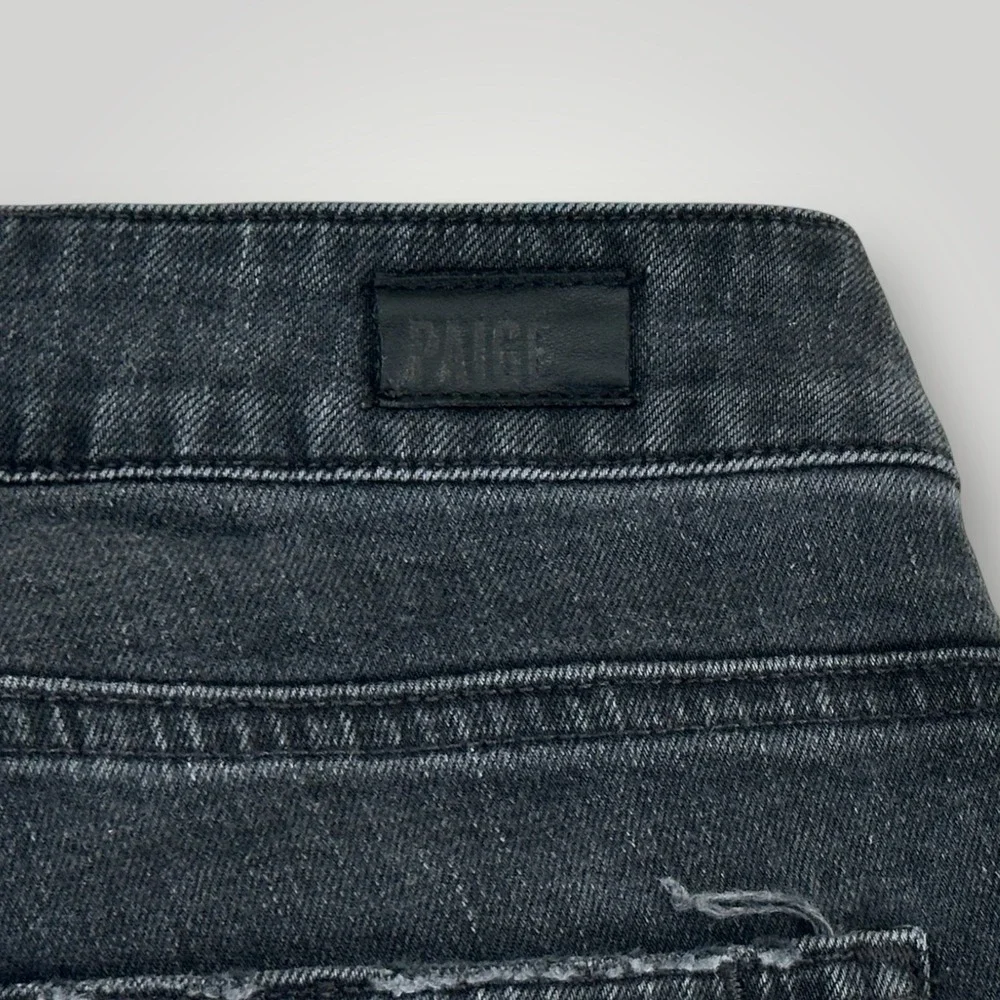 PAIGE Margot Straight Leg Jeans Womans 26 (26x26) Tie Waist Black Denim‎ Raw Hem